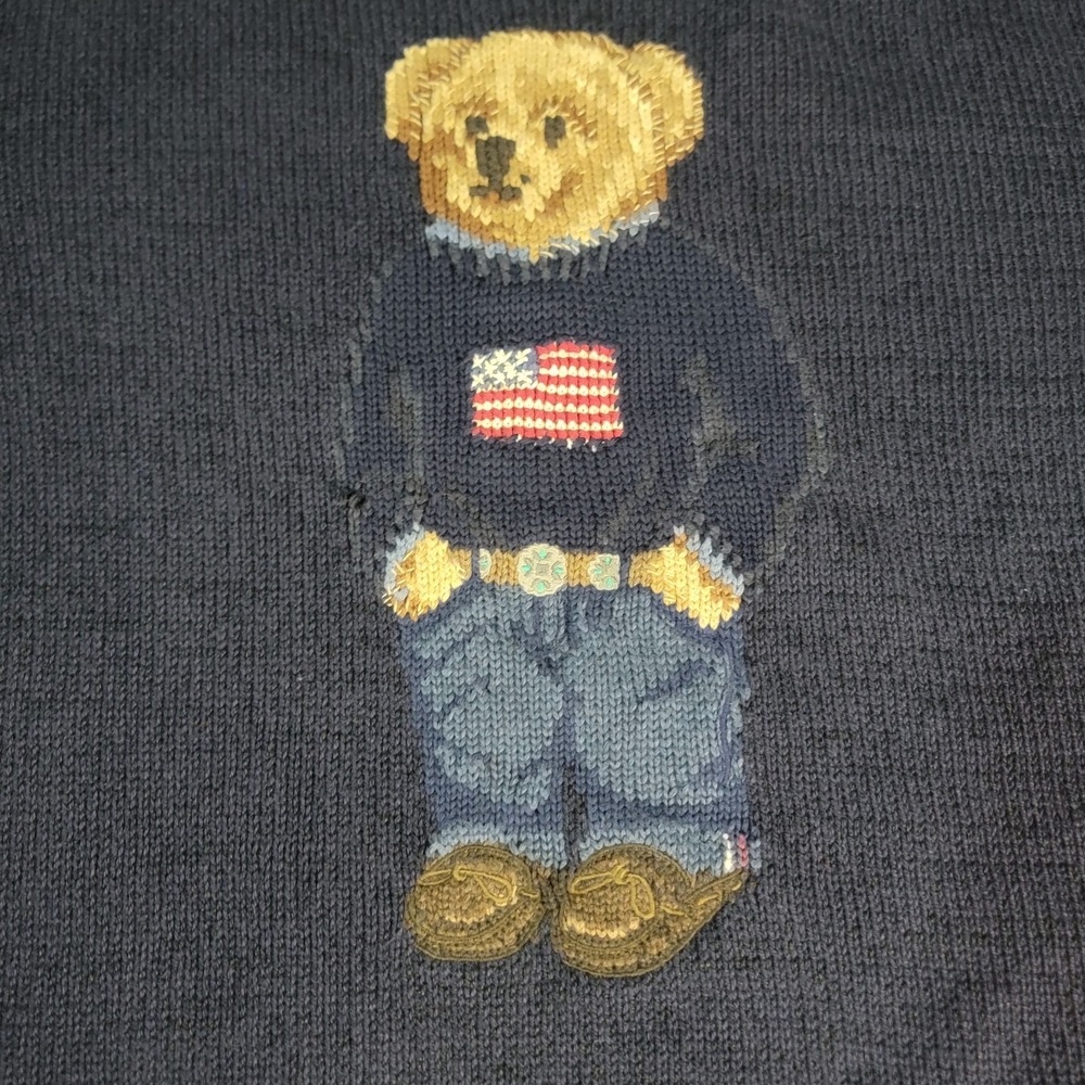 Polo Ralph Lauren Polo Bear Sweater Men's Large Blue Crew Neck Long Sleeve - Picture 5 of 11
